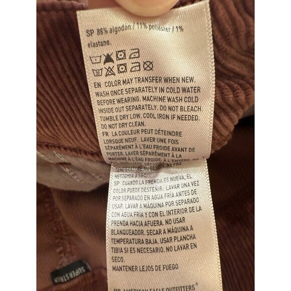 High Rise Rust Corduroy Flare Pants Stretch Fit 70s Retro Size 8 American Eagle - Picture 6 of 8